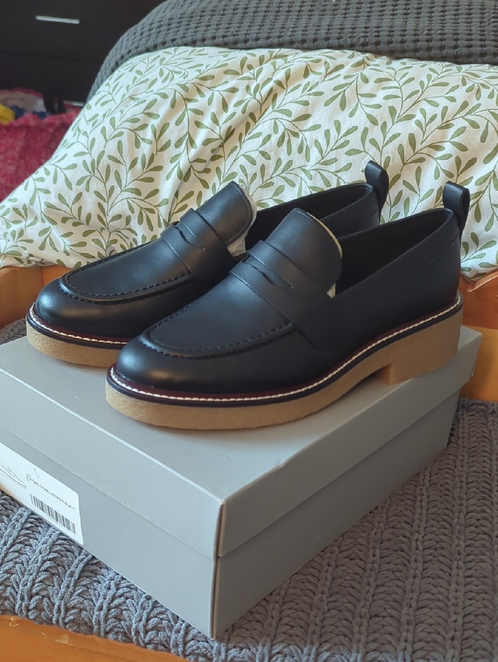 Everlane Black Leather Penny Loafers With Platform Sole W11 NWT